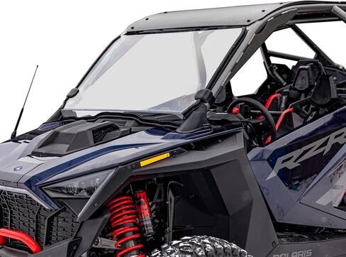 SuperATV Scratch-Resistant Full Windshield for 2022-2024 Polaris RZR Pro R 4 | 1/4" Polycarbonate-250X Stronger than Glass | Hard Coated | Protects Against Debris | Includes Pre-installed Bulb Seal in Saudi Arabia