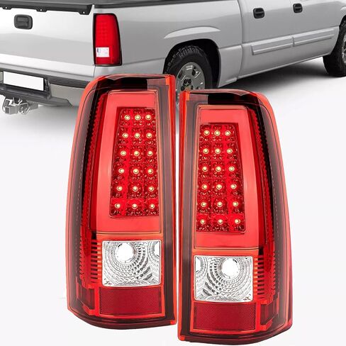 مجموعة مصابيح LED شفافة حمراء تناسب 2003 2004 2005 2006 تشيفي سيلفرادو 1500 2500 3500 مصباح فرامل خلفي لإشارة الانعطاف الخلفية LED أنبوب من النوع C، استبدال GM2800174 GM2801174 GM2800161 GM2801161 in Saudi Arabia