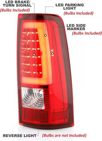 مجموعة مصابيح LED شفافة حمراء تناسب 2003 2004 2005 2006 تشيفي سيلفرادو 1500 2500 3500 مصباح فرامل خلفي لإشارة الانعطاف الخلفية LED أنبوب من النوع C، استبدال GM2800174 GM2801174 GM2800161 GM2801161 in Saudi Arabia