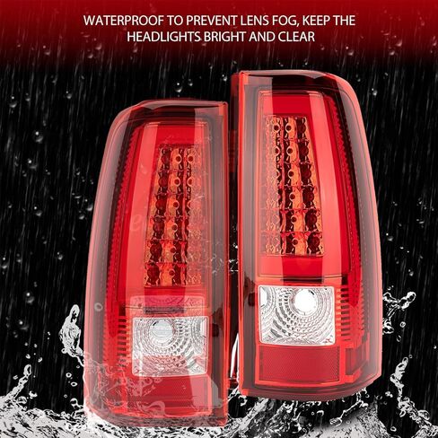 مجموعة مصابيح LED شفافة حمراء تناسب 2003 2004 2005 2006 تشيفي سيلفرادو 1500 2500 3500 مصباح فرامل خلفي لإشارة الانعطاف الخلفية LED أنبوب من النوع C، استبدال GM2800174 GM2801174 GM2800161 GM2801161 in Saudi Arabia