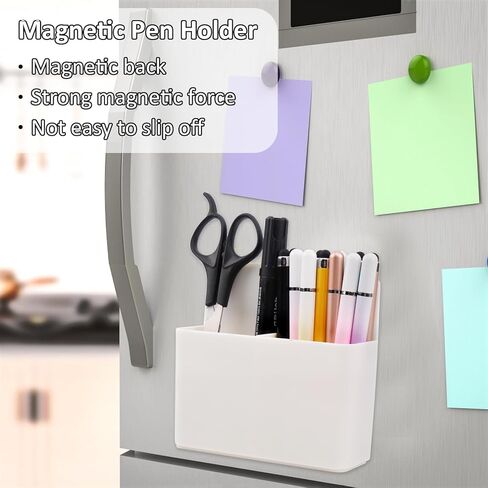 Magnetic Pen and Marker Holder with Strong Magnet and Generous Compartments – Perfect for Refrigerator, Whiteboard, Locker, and Office Organization in Saudi Arabia