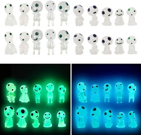 20PCS Mini Glow in Dark Tree Elves,Luminous Resin Ghost Micro Miniature Tiny Alien Figures for Garden Moss Landscape Aquarium Decoration DIY Terrarium Crafts in Saudi Arabia