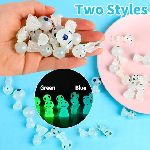 20PCS Mini Glow in Dark Tree Elves,Luminous Resin Ghost Micro Miniature Tiny Alien Figures for Garden Moss Landscape Aquarium Decoration DIY Terrarium Crafts in Saudi Arabia