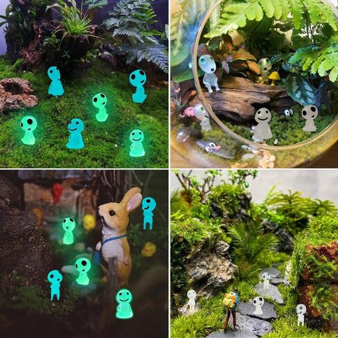 20PCS Mini Glow in Dark Tree Elves,Luminous Resin Ghost Micro Miniature Tiny Alien Figures for Garden Moss Landscape Aquarium Decoration DIY Terrarium Crafts in Saudi Arabia