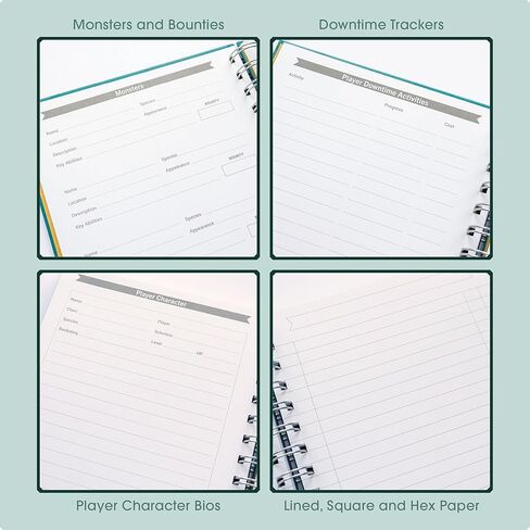 Roll & Play Press Game Master's Quest Notebook: 120 page, A5 hardback world-building journal for character, setting and plot notes, with lined, gridded and hex paper in Saudi Arabia
