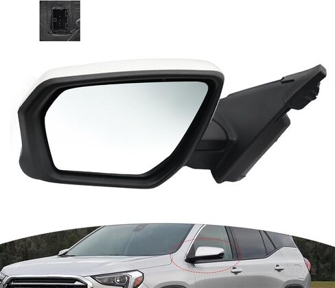 مرآة جانبية بيضاء للراكب الأيمن متوافقة مع Equinox/Terrain 2018-2024 مع زجاج ساخن وقوي وقابل للطي يدويًا (أبيض 5 دبابيس) (يمين) in Saudi Arabia