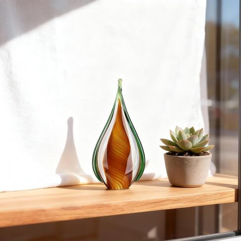 DOVDOV Blown Glass Sculpture, Green Glass Art Collection Statue, Unique Mediterranean Decorative Glass, Suitable for Office, Bookshelf, Dresser, Living Room Coffee Table, Mantelpiece Filling in Saudi Arabia