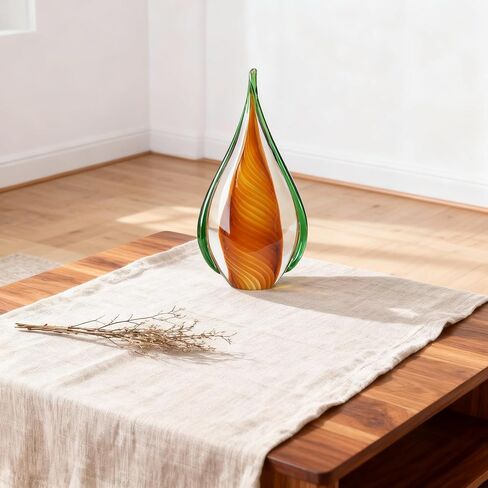 DOVDOV Blown Glass Sculpture, Green Glass Art Collection Statue, Unique Mediterranean Decorative Glass, Suitable for Office, Bookshelf, Dresser, Living Room Coffee Table, Mantelpiece Filling in Saudi Arabia