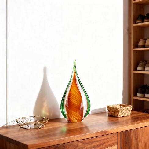 DOVDOV Blown Glass Sculpture, Green Glass Art Collection Statue, Unique Mediterranean Decorative Glass, Suitable for Office, Bookshelf, Dresser, Living Room Coffee Table, Mantelpiece Filling in Saudi Arabia