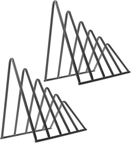 Gadpiparty 2pcs Triangle Iron Desktop Book Rack Metal File Organizer for Heavy Books Multi-Functional Bookends Decorative Design Suitable for Home and Office Use in Saudi Arabia