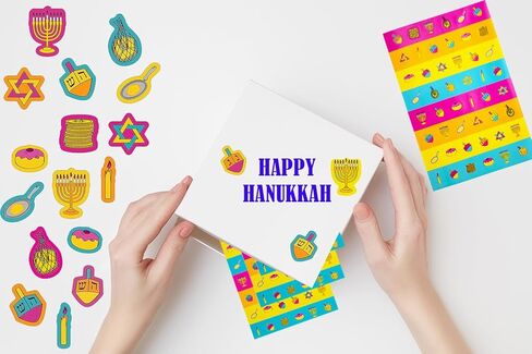 The Dreidel Company Hanukkah Stickers Sticker Pieces, Great for Arts and Crafts, Hanukkah Decoration, Party Favors, 270-Stickers (Style 5) in Saudi Arabia