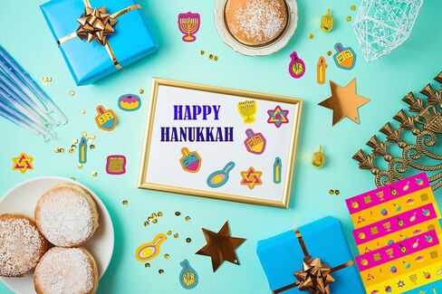 The Dreidel Company Hanukkah Stickers Sticker Pieces, Great for Arts and Crafts, Hanukkah Decoration, Party Favors, 270-Stickers (Style 5) in Saudi Arabia