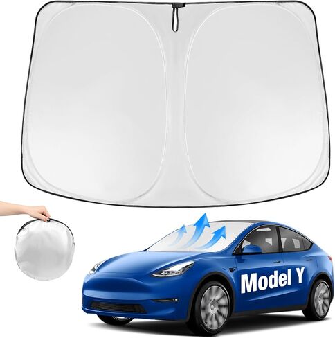 Neverland Custom Fit Windshield Sun Shade for Tesla Model Y 2020-2025, 210D Oxford Front Window Sunshade Visor - Block 99% UV, Keep Vehicle Cool, Screen Protection & Camping Privacy Accessories in Saudi Arabia