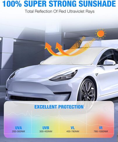 Neverland Custom Fit Windshield Sun Shade for Tesla Model Y 2020-2025, 210D Oxford Front Window Sunshade Visor - Block 99% UV, Keep Vehicle Cool, Screen Protection & Camping Privacy Accessories in Saudi Arabia