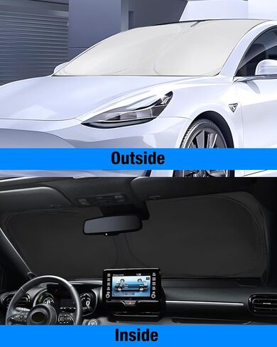 Neverland Custom Fit Windshield Sun Shade for Tesla Model Y 2020-2025, 210D Oxford Front Window Sunshade Visor - Block 99% UV, Keep Vehicle Cool, Screen Protection & Camping Privacy Accessories in Saudi Arabia