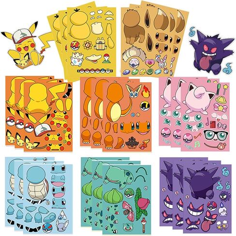 24 ورقة من ملصقات الحيوانات الأليفة الكرتونية التي تصنع وجهًا، اصنع ملصقك الخاص مختلطًا ومطابقًا مع 8 شخصيات مصممة على شكل وحش من أجل لوازم حفلات أعياد الميلاد ومكافأة الهدايا (صفحة 24) in Kuwait