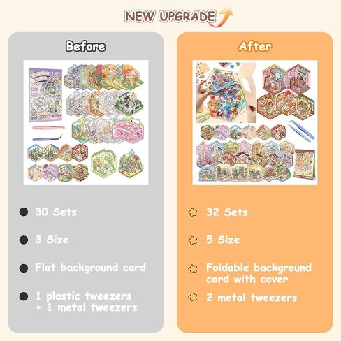 30 Sets DIY Sticker Pack House Scenes Cute 3D Sticker Therapy Scenes Book for Adults Relief Stress Miniature Scene Stickers for Kids Cartoon Cozy Room Free Combination Reusable Waterproof in Saudi Arabia