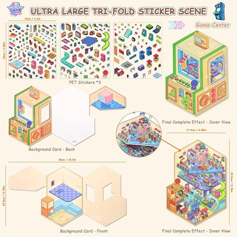 30 Sets DIY Sticker Pack House Scenes Cute 3D Sticker Therapy Scenes Book for Adults Relief Stress Miniature Scene Stickers for Kids Cartoon Cozy Room Free Combination Reusable Waterproof in Saudi Arabia