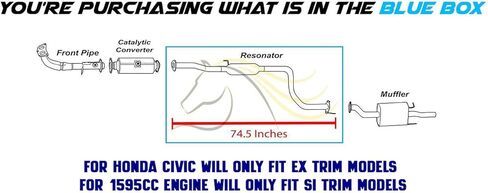 أنبوب مرنان من الفولاذ المقاوم للصدأ يناسب 1996-2000 Honda Civic Acura EL 1.6L in Kuwait