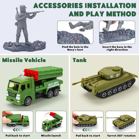 Army Men Playset – 117 Pcs Military Toy Soldiers Set with Action Figures, Battle Mat, Tanks, Helicopter, Submarine & Weapon Gear – Army Toys for Boys Ages 4-12, Great Gift for Kids in Saudi Arabia