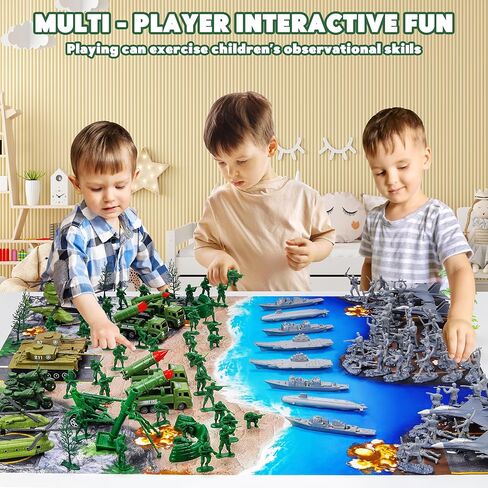 Army Men Playset – 117 Pcs Military Toy Soldiers Set with Action Figures, Battle Mat, Tanks, Helicopter, Submarine & Weapon Gear – Army Toys for Boys Ages 4-12, Great Gift for Kids in Saudi Arabia
