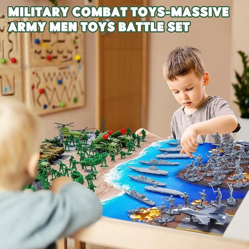 Army Men Playset – 117 Pcs Military Toy Soldiers Set with Action Figures, Battle Mat, Tanks, Helicopter, Submarine & Weapon Gear – Army Toys for Boys Ages 4-12, Great Gift for Kids in Saudi Arabia