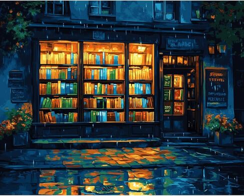 Craftoria Paint by Numbers for Adults 40"x50"cm NO Framed Bookstore Corner 48 Colors in Saudi Arabia