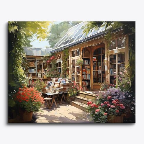 Craftoria Paint by Numbers for Adults 40"x50"cm NO Framed Bookstore Corner 48 Colors in Saudi Arabia