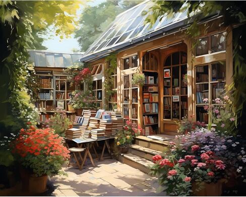 Craftoria Paint by Numbers for Adults 40"x50"cm NO Framed Bookstore Corner 48 Colors in Saudi Arabia