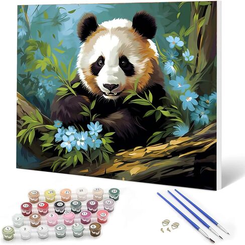Auremi Panda مؤطر الطلاء حسب الرقم للبالغين، مجموعة أدوات الرسم بالأرقام على القماش من الأكريليك للبالغين، مجموعات الطلاء حسب الأرقام لديكور المنزل 20 × 30 سم in Saudi Arabia