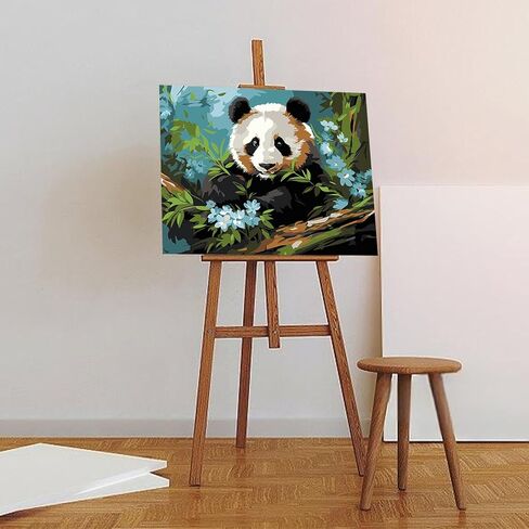 Auremi Panda مؤطر الطلاء حسب الرقم للبالغين، مجموعة أدوات الرسم بالأرقام على القماش من الأكريليك للبالغين، مجموعات الطلاء حسب الأرقام لديكور المنزل 20 × 30 سم in Saudi Arabia