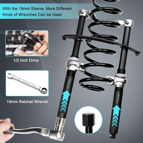 أداة ضاغط زنبركي لفائف من ReluxGo قطعتان من ضاغط زنبركي شديد التحمل من Macpherson Strut مع دعامة أمان لشاحنة السيارة ATV UTV، سعة 2200 رطل، أداة ضغط زنبركية ملفوفة in Kuwait
