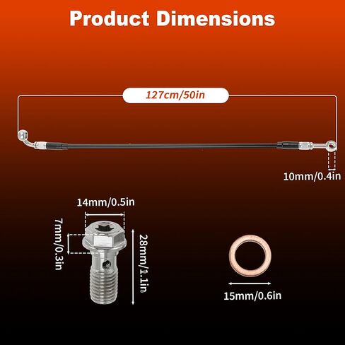 48" Motorcycle Brake Clutch Oil Hose Line Kit for 12"-14" Handlebar Hydraulic Front Brake Line for Harley Sportster XL 883 1200 1988-2003 No.4898010/4525098B in Saudi Arabia
