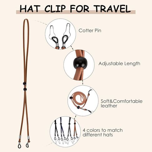Idrese 4 Pieces Leather Hat Chin Straps for Men and Women Removable Cap Chin Cord 50cm Stampede Strings for Cowboy and Sun Hat in Saudi Arabia