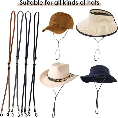 Idrese 4 Pieces Leather Hat Chin Straps for Men and Women Removable Cap Chin Cord 50cm Stampede Strings for Cowboy and Sun Hat in Saudi Arabia