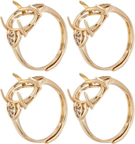 SUNNYCLUE 1 Box 8Pcs Pad Ring Settings Platinum Color Brass Adjustable Ring Blanks Finger Ring Base Rings Components Finger Ring Pad Bezels for Jewelry Making Kits Fit for 10mm Gemstones Cabochons in Saudi Arabia