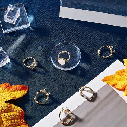 SUNNYCLUE 1 Box 8Pcs Pad Ring Settings Platinum Color Brass Adjustable Ring Blanks Finger Ring Base Rings Components Finger Ring Pad Bezels for Jewelry Making Kits Fit for 10mm Gemstones Cabochons in Saudi Arabia