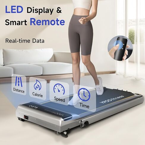 Foldable Treadmill with Incline, Walking Pad with Handle Bar 3 Level Incline, Portable Folding Treadmills for Home/Office 300 Lbs Capacity, Quiet Desk Treadmill with Remote Control & APP in Kuwait