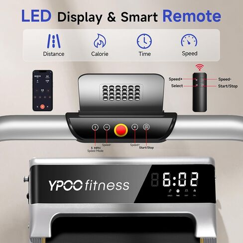 Foldable Treadmill with Incline, Walking Pad with Handle Bar 3 Level Incline, Portable Folding Treadmills for Home/Office 300 Lbs Capacity, Quiet Desk Treadmill with Remote Control & APP in Kuwait