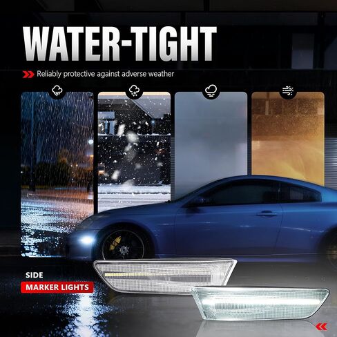 LED Front Side Marker Light Pair Compatible with 2003-2007 Infiniti G35 2D Coupe/2002-2007 Nissan Skyline V35 Coupe Replacement for IN2551108 IN2550108 Clear Lens White LED in Saudi Arabia