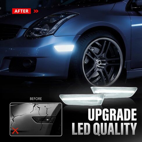 LED Front Side Marker Light Pair Compatible with 2003-2007 Infiniti G35 2D Coupe/2002-2007 Nissan Skyline V35 Coupe Replacement for IN2551108 IN2550108 Clear Lens White LED in Saudi Arabia