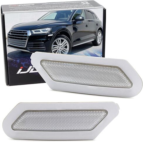 iJDMTOY Euro Black Smoked Reflective Lens Front Bumper Side Markers Compatible With Audi 2018-2020 Q5 SQ5, Replace OEM Amber Reflectors in Saudi Arabia