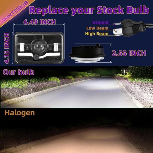 headlight assembly Square 5 inch head light headlamp for Honda XR250 XR250L XR650L XR650R, high and low beam 6000K White/Amber DRL,IP68 Waterproof Plug & Play DOT Approved in Kuwait