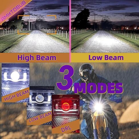 headlight assembly Square 5 inch head light headlamp for Honda XR250 XR250L XR650L XR650R, high and low beam 6000K White/Amber DRL,IP68 Waterproof Plug & Play DOT Approved in Kuwait