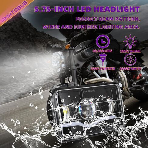 headlight assembly Square 5 inch head light headlamp for Honda XR250 XR250L XR650L XR650R, high and low beam 6000K White/Amber DRL,IP68 Waterproof Plug & Play DOT Approved in Kuwait