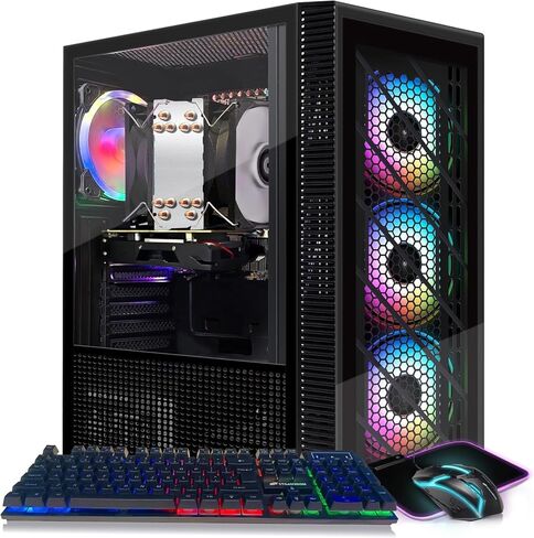 STGAubron Gaming Desktop PC, Intel Core i7 3.4G up to 3.9G, Radeon RX 5700 8G GDDR6, 16G RAM, 512G SSD, 600M WiFi, BT 5.0, RGB Fan x 4, RGB Keyboard & Mouse & Mouse Pad, RGB BT Sound Bar, W10H64 in Kuwait