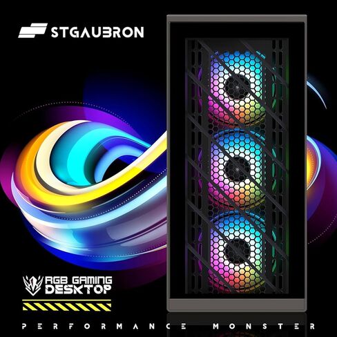 STGAubron Gaming Desktop PC, Intel Core i7 3.4G up to 3.9G, Radeon RX 5700 8G GDDR6, 16G RAM, 512G SSD, 600M WiFi, BT 5.0, RGB Fan x 4, RGB Keyboard & Mouse & Mouse Pad, RGB BT Sound Bar, W10H64 in Kuwait