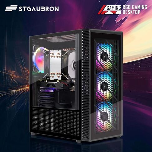 STGAubron Gaming Desktop PC, Intel Core i7 3.4G up to 3.9G, Radeon RX 5700 8G GDDR6, 16G RAM, 512G SSD, 600M WiFi, BT 5.0, RGB Fan x 4, RGB Keyboard & Mouse & Mouse Pad, RGB BT Sound Bar, W10H64 in Kuwait
