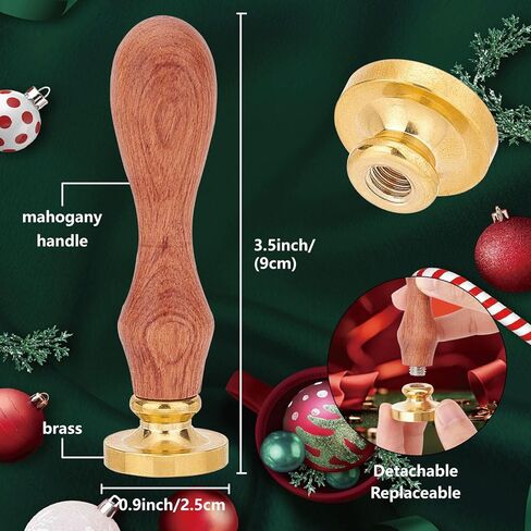 CRASPIRE 7Pcs Merry Christmas Wax Seal Stamp Set Sealing 6 Styles Stamps 25mm Heads+1Pc Wood Handle Snowflake Santa Claus Pinecones Deer for Xmas Party Envelope Invitation Cards Gift Wrapping Crafts in Saudi Arabia
