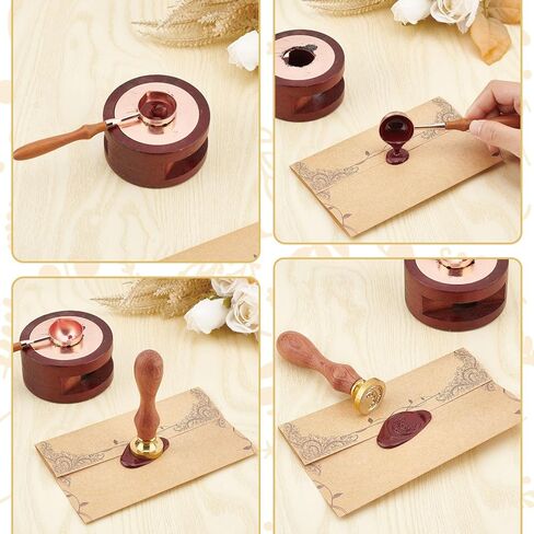 CRASPIRE 7Pcs Merry Christmas Wax Seal Stamp Set Sealing 6 Styles Stamps 25mm Heads+1Pc Wood Handle Snowflake Santa Claus Pinecones Deer for Xmas Party Envelope Invitation Cards Gift Wrapping Crafts in Saudi Arabia